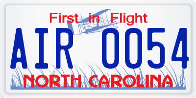 NC license plate AIR0054