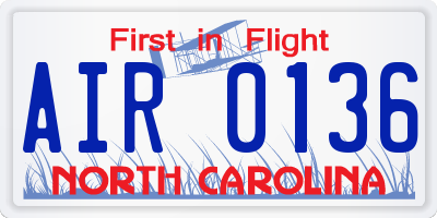 NC license plate AIR0136