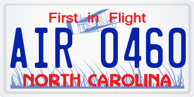 NC license plate AIR0460