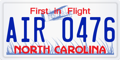 NC license plate AIR0476