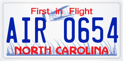 NC license plate AIR0654