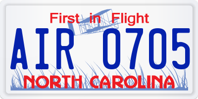 NC license plate AIR0705