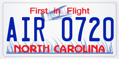 NC license plate AIR0720