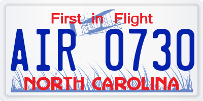 NC license plate AIR0730