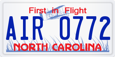 NC license plate AIR0772