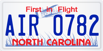 NC license plate AIR0782
