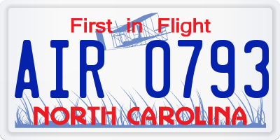 NC license plate AIR0793
