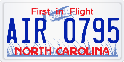 NC license plate AIR0795