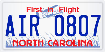 NC license plate AIR0807