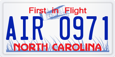 NC license plate AIR0971