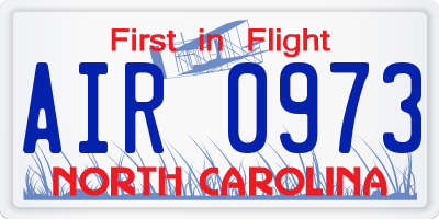 NC license plate AIR0973
