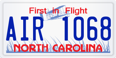 NC license plate AIR1068