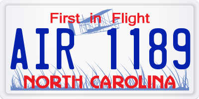 NC license plate AIR1189