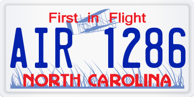 NC license plate AIR1286