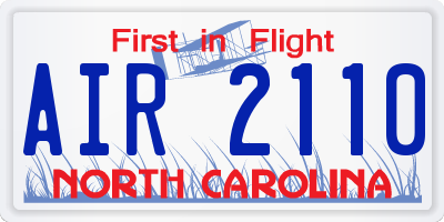 NC license plate AIR2110