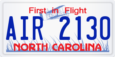 NC license plate AIR2130