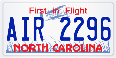NC license plate AIR2296