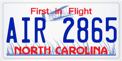 NC license plate AIR2865
