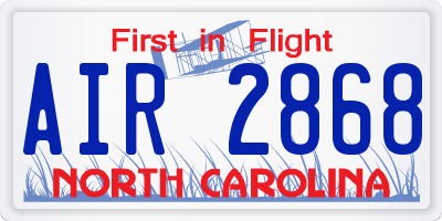 NC license plate AIR2868