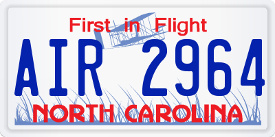 NC license plate AIR2964