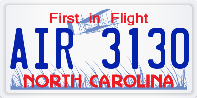 NC license plate AIR3130