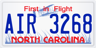 NC license plate AIR3268