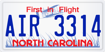 NC license plate AIR3314