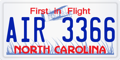 NC license plate AIR3366
