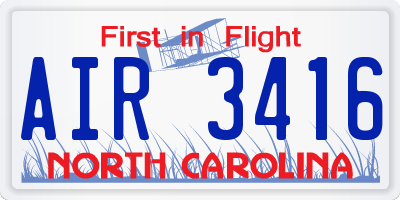 NC license plate AIR3416