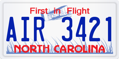 NC license plate AIR3421