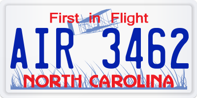 NC license plate AIR3462