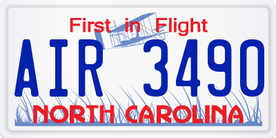 NC license plate AIR3490