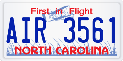 NC license plate AIR3561
