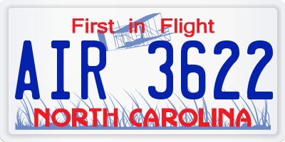 NC license plate AIR3622