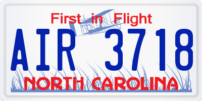NC license plate AIR3718