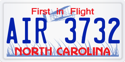 NC license plate AIR3732