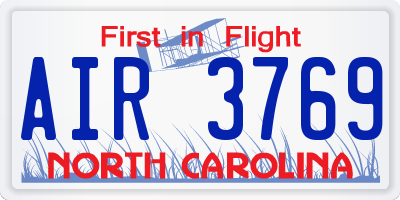 NC license plate AIR3769