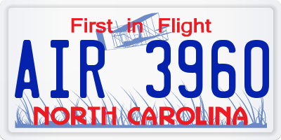 NC license plate AIR3960