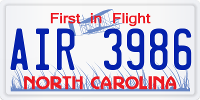 NC license plate AIR3986