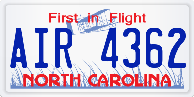 NC license plate AIR4362
