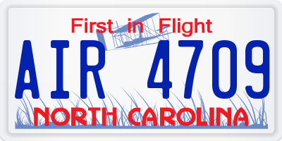 NC license plate AIR4709