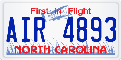 NC license plate AIR4893