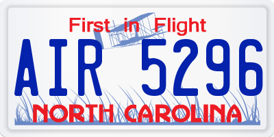 NC license plate AIR5296
