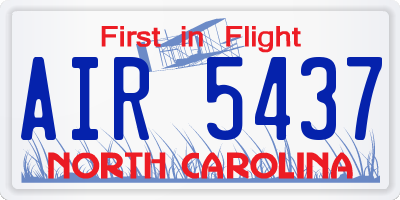 NC license plate AIR5437
