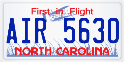 NC license plate AIR5630