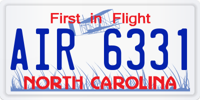 NC license plate AIR6331