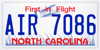NC license plate AIR7086