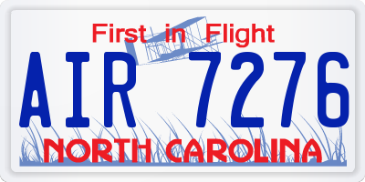 NC license plate AIR7276