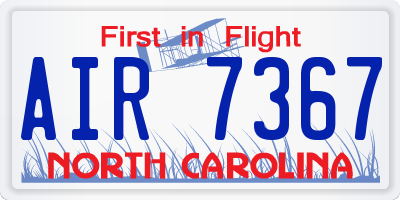 NC license plate AIR7367