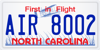 NC license plate AIR8002